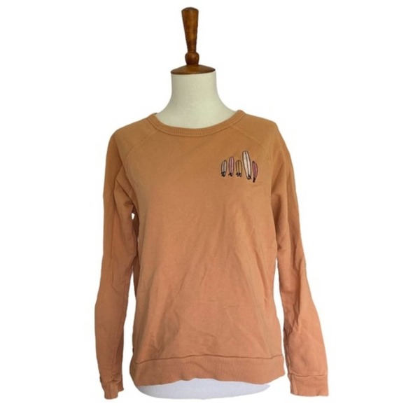 All Pima Apparel Her Waves Surfboard Crewneck Pullover Sweater Organic Cotton - Picture 1 of 7